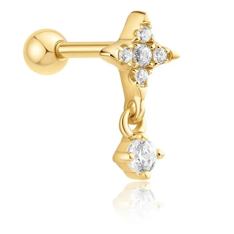 ANIA HAIE GOLD STAR DANGLE BARBELL SINGLE EARRING E070-12G