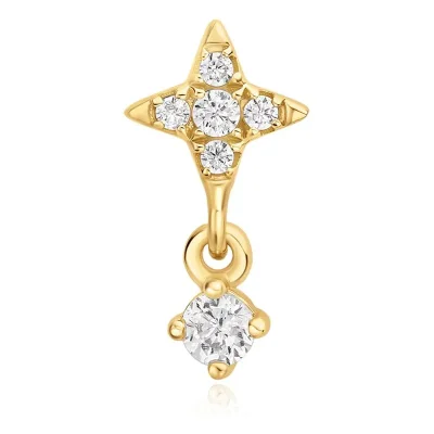 ANIA HAIE GOLD STAR DANGLE BARBELL SINGLE EARRING E070-12G