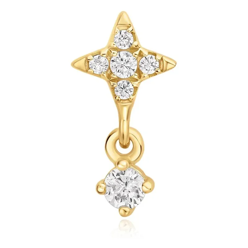 ANIA HAIE GOLD STAR DANGLE BARBELL SINGLE EARRING E070-12G