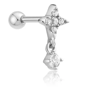 ANIA HAIE SILVER STAR DANGLE BARBELL SINGLE EARRING E070-12H