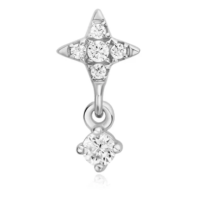 ANIA HAIE SILVER STAR DANGLE BARBELL SINGLE EARRING E070-12H