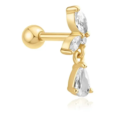 ANIA HAIE GOLD MARQUISE DANGLE BARBELL SINGLE EARRING E070-13G