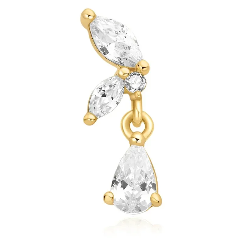 ANIA HAIE GOLD MARQUISE DANGLE BARBELL SINGLE EARRING E070-13G