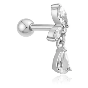 ANIA HAIE SILVER MARQUISE DANGLE BARBELL SINGLE EARRING E070-13H