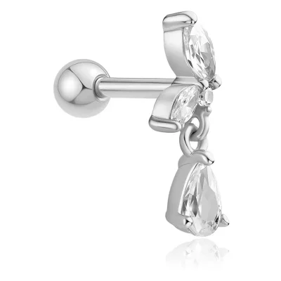 ANIA HAIE SILVER MARQUISE DANGLE BARBELL SINGLE EARRING E070-13H