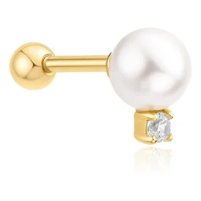 ANIA HAIE GOLD SHELL PEARL SPARKLING BARBELL SINGLE EARRING E070-14G