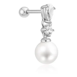 ANIA HAIE SILVER SHELL PEARL DANGLING BARBELL SINGLE EARRING E070-15H