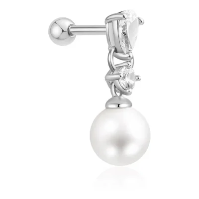 ANIA HAIE SILVER SHELL PEARL DANGLING BARBELL SINGLE EARRING E070-15H
