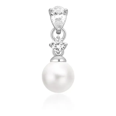 ANIA HAIE SILVER SHELL PEARL DANGLING BARBELL SINGLE EARRING E070-15H