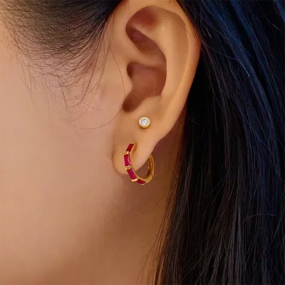 ANIA HAIE GOLD ROSE HOLIDAY HOOP EARRINGS E071-04G