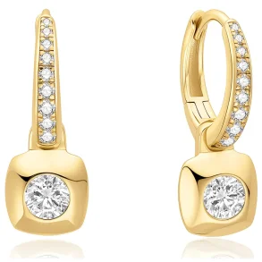ANIA HAIE GOLD MODERN BEZEL-SET HOOP EARRINGS E072-02G