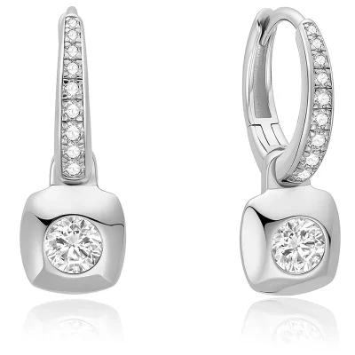 ANIA HAIE SILVER MODERN BEZEL-SET HOOP EARRINGS E072-02H