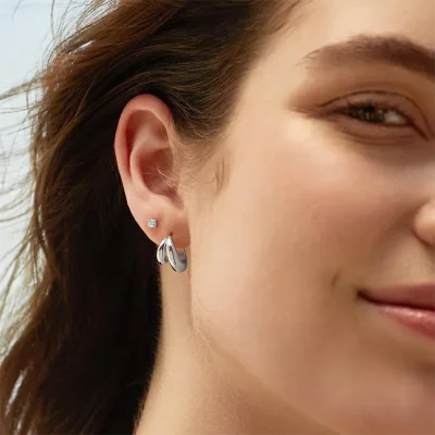 ANIA HAIE SILVER DOME HUGGIE HOOP EARRINGS E072-03H