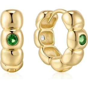 ANIA HAIE GOLD REVERSIBLE PUFFY HUGGIE HOPP EARRINGS E072-04G