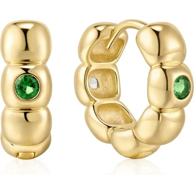 ANIA HAIE GOLD REVERSIBLE PUFFY HUGGIE HOPP EARRINGS E072-04G