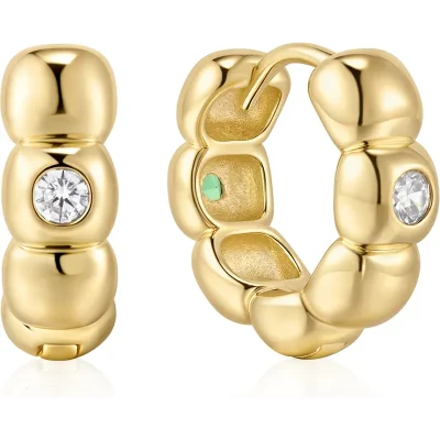 ANIA HAIE GOLD REVERSIBLE PUFFY HUGGIE HOPP EARRINGS E072-04G