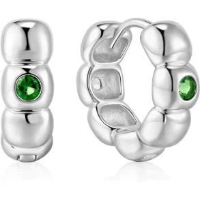 ANIA HAIE SILVER REVERSIBLE PUFFY HUGGIE HOPP EARRINGS E072-04H