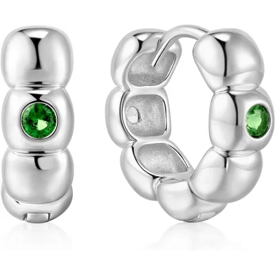 ANIA HAIE SILVER REVERSIBLE PUFFY HUGGIE HOPP EARRINGS E072-04H