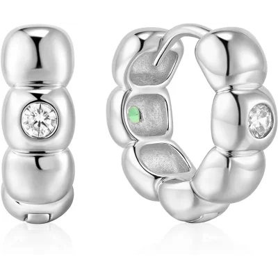 ANIA HAIE SILVER REVERSIBLE PUFFY HUGGIE HOPP EARRINGS E072-04H