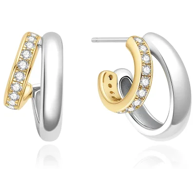 ANIA HAIE TWO-TONE SPARKLING STUD HOOP EARRINGS E072-05T