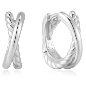 ANIA HAIE SILVER ENTWINED DUAL HUGGIE HOOP EARRINGS E072-06H