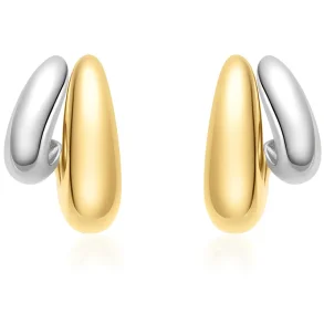 ANIA HAIE TWO-TONE DOME STUD HOOP EARRINGS E072-07T