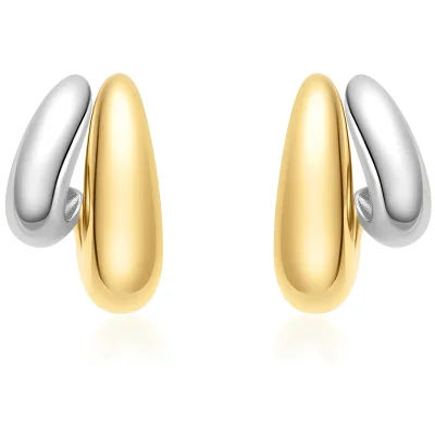 ANIA HAIE TWO-TONE DOME STUD HOOP EARRINGS E072-07T
