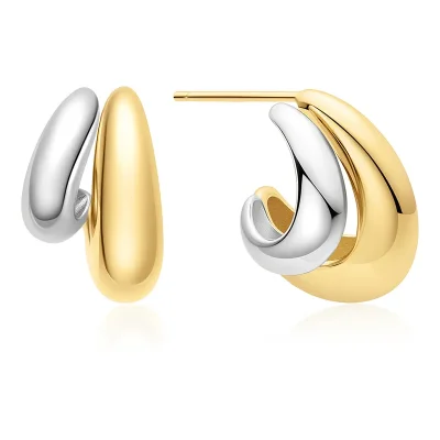 ANIA HAIE TWO-TONE DOME STUD HOOP EARRINGS E072-07T