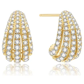 ANIA HAIE GOLD PAVE SHRIMP STUD HOOP EARRINGS E072-08G
