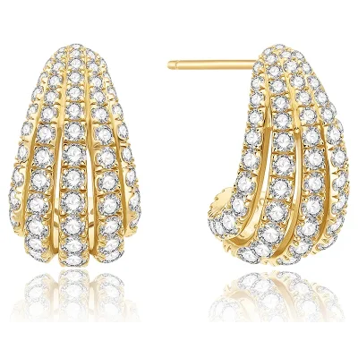 ANIA HAIE GOLD PAVE SHRIMP STUD HOOP EARRINGS E072-08G