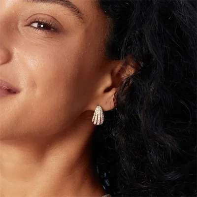 ANIA HAIE GOLD PAVE SHRIMP STUD HOOP EARRINGS E072-08G