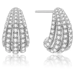 ANIA HAIE SILVER PAVE SHRIMP STUD HOOP EARRINGS E072-08H