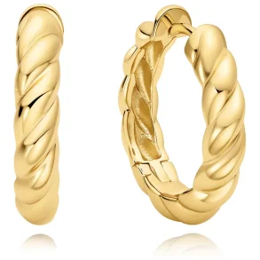 ANIA HAIE GOLD TWISTED HUGGIE HOOP EARRINGS E072-09G