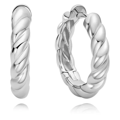ANIA HAIE SILVER TWISTED HUGGIE HOOP EARRINGS E072-09H