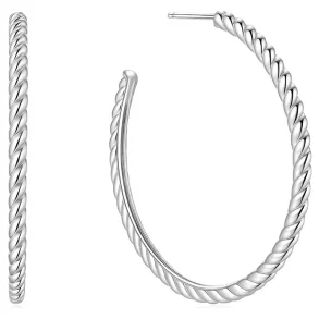 ANIA HAIE SILVER TWISTED OVERSIZED HOOP EARRINGS E072-10H