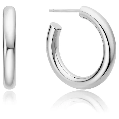 ANIA HAIE SILVER CLASSIC TUBE MEDIUM HOOP EARRINGS E072-11H