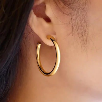 ANIA HAIE GOLD CLASSIC TUBE OVERSIZED HOOP EARRINGS E072-13G