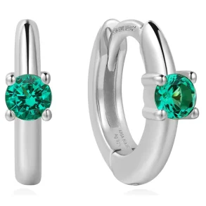 ANIA HAIE SILVER GREEN HUGGIE HOOP EARRINGS E073-02H
