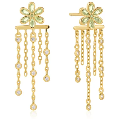 ANIA HAIE GOLD FLORAL TASSEL DROP STUD EARRINGS E073-05G