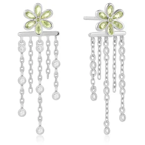 ANIA HAIE SILVER FLORAL TASSEL DROP STUD EARRINGS E073-05H
