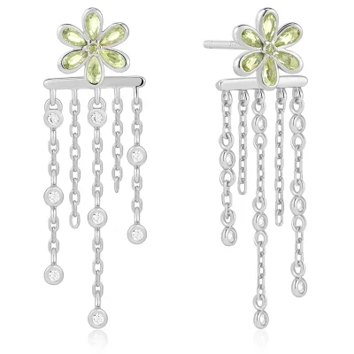 ANIA HAIE SILVER FLORAL TASSEL DROP STUD EARRINGS E073-05H