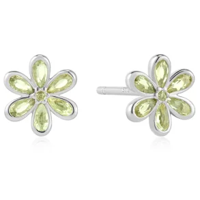 ANIA HAIE SILVER MINT GREEN FLORAL STUD EARRINGS E073-06H