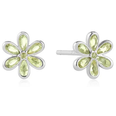 ANIA HAIE SILVER MINT GREEN FLORAL STUD EARRINGS E073-06H