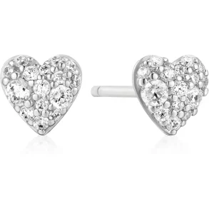 ANIA HAIE SILVER PAVE HEART STUD EARRINGS E074-01H