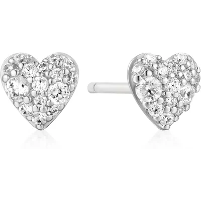 ANIA HAIE SILVER PAVE HEART STUD EARRINGS E074-01H