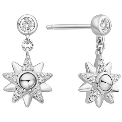 ANIA HAIE SILVER SUNBURST DANGLE STUD EARRINGS E074-02H