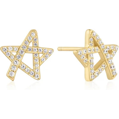 ANIA HAIE GOLD ASYMMETRIC FIVE-POINT STAR STUD EARRINGS E074-03G
