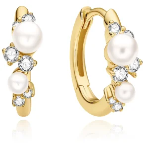 ANIA HAIE GOLD SHELL PEARL CLUSTER HOOP EARRINGS E074-05G