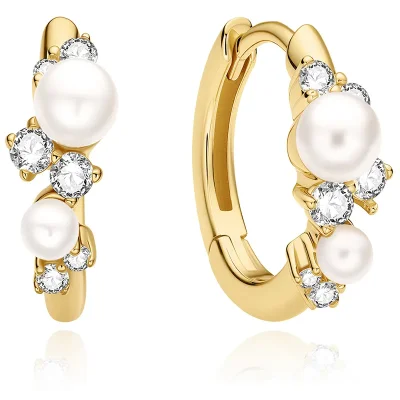 ANIA HAIE GOLD SHELL PEARL CLUSTER HOOP EARRINGS E074-05G