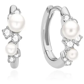 ANIA HAIE SILVER SHELL PEARL CLUSTER HOOP EARRINGS E074-05H